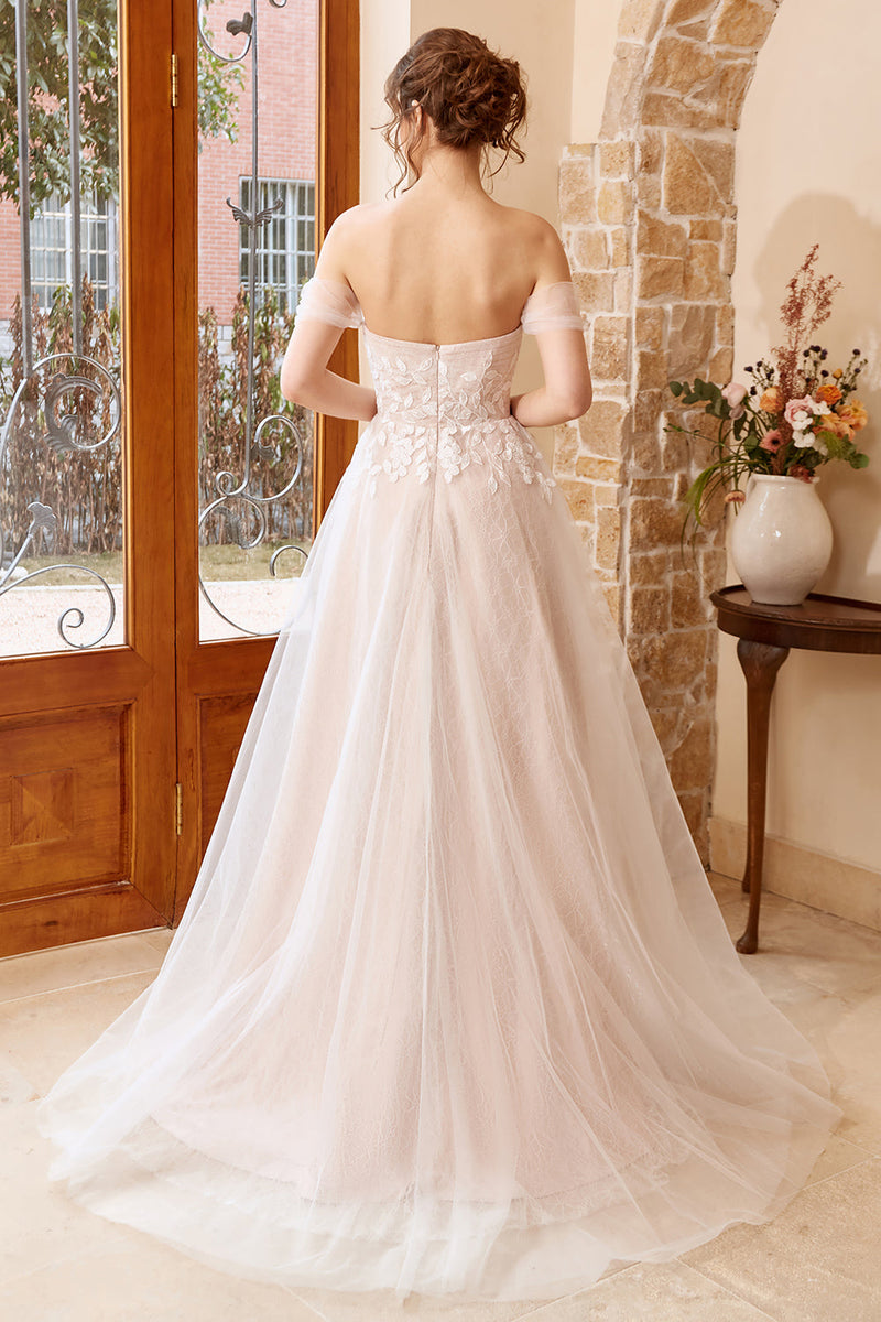 Load image into Gallery viewer, Appliques Tulle Halter Wedding Dress
