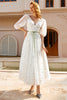 Load image into Gallery viewer, Tulle Midi White Prom Dress with Embroidery