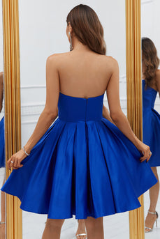 Royal Blue A-Line Sweetheart Short Prom Dress