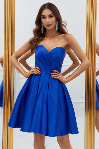 Royal Blue A-Line Sweetheart Short Prom Dress