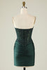 Load image into Gallery viewer, Strapless Dark Green Short Cocktail Dress with Beading