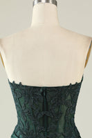 Load image into Gallery viewer, Strapless Dark Green Short Cocktail Dress with Beading