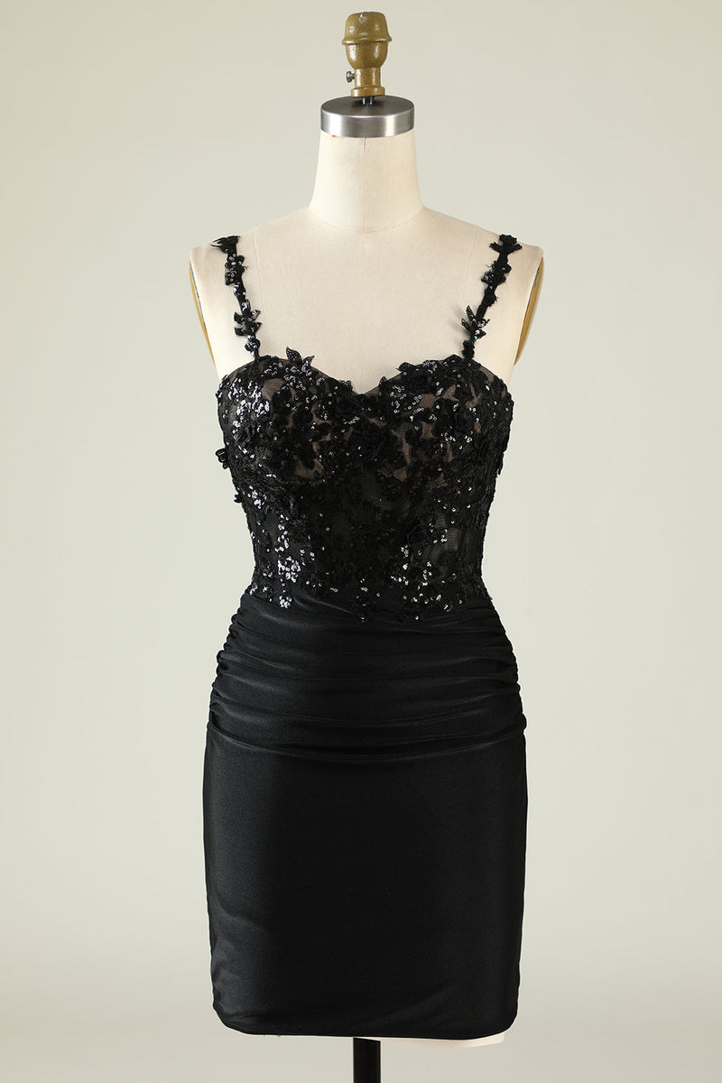 Load image into Gallery viewer, Sparkly Spaghetti Straps Sequins Cocktail Dress