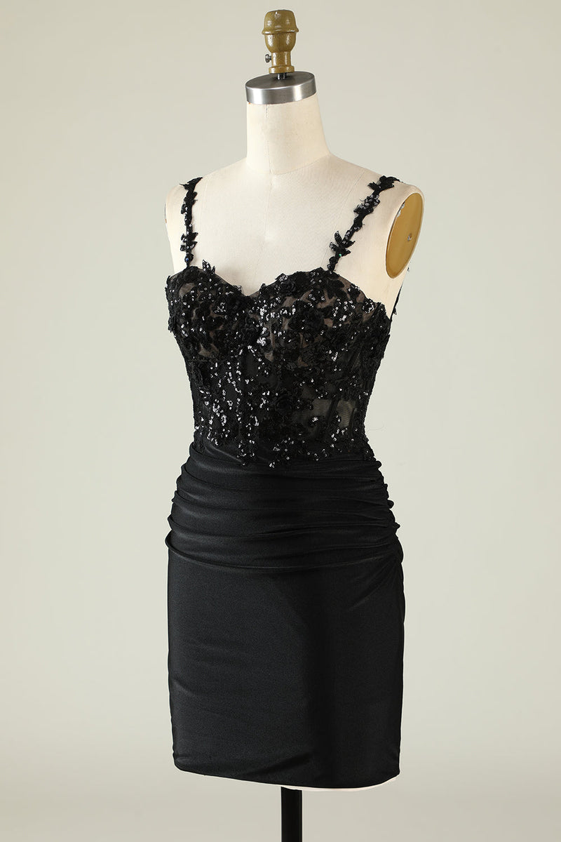 Load image into Gallery viewer, Sparkly Spaghetti Straps Sequins Cocktail Dress