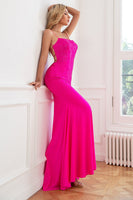 Load image into Gallery viewer, Glitter Hot Pink Mermaid Beaded Prom Dresses