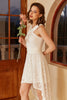 Load image into Gallery viewer, High Low White Graduation Dress with Lace Sleeveless
