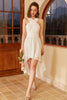 Load image into Gallery viewer, High Low White Graduation Dress with Lace Sleeveless