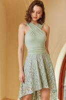 Load image into Gallery viewer, High Low White Graduation Dress with Lace Sleeveless