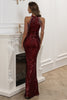 Load image into Gallery viewer, Glitter Black Sequin Halter Mermaid Prom Dress