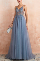 Load image into Gallery viewer, Spaghetti Straps Pink Long Prom Dress With Slit