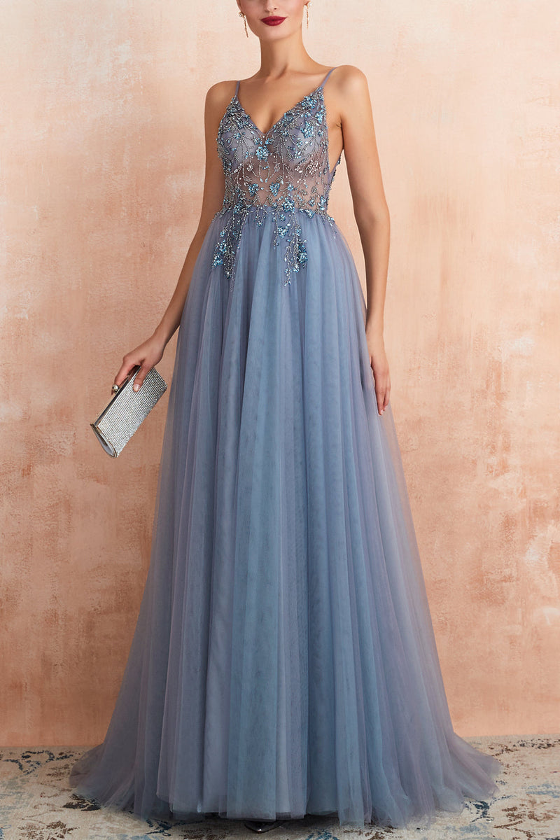Load image into Gallery viewer, Spaghetti Straps Pink Long Prom Dress With Slit