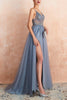 Load image into Gallery viewer, Spaghetti Straps Pink Long Prom Dress With Slit
