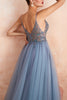 Load image into Gallery viewer, Spaghetti Straps Pink Long Prom Dress With Slit