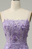 Load image into Gallery viewer, A-Line Spaghetti Straps Beaded Purple Mermaid Prom Dress