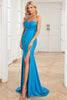 Load image into Gallery viewer, Blue Mermaid Sweetheart Long Prom Dress with Slit