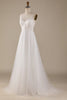 Load image into Gallery viewer, Ivory V-Neck Tulle Sweep Train Wedding Dress with Lace