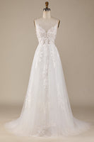 Load image into Gallery viewer, Ivory A-Line Tulle Criss-Cross Straps Back Wedding Dress