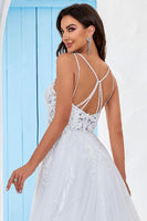 Load image into Gallery viewer, Ivory Criss-Cross Straps Back A-Line Tulle Wedding Dress