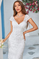 Load image into Gallery viewer, Ivory Mermaid Lace V-Neck Wedding Dress
