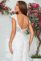 Load image into Gallery viewer, Ivory Mermaid Lace V-Neck Wedding Dress