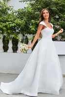 Load image into Gallery viewer, Simple Ivory Satin A-Line Wedding Dress
