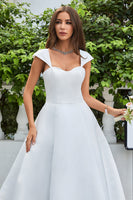 Load image into Gallery viewer, Simple Ivory Satin A-Line Wedding Dress