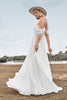 Load image into Gallery viewer, Off The Shoulder Ivory Boho Chiffon Ruched A Line Wedding Dress