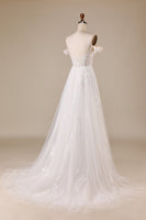 Load image into Gallery viewer, Detachable Off the Shoulder Corset Tulle A Line Wedding Dress