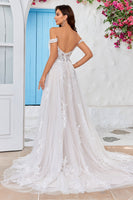 Load image into Gallery viewer, Detachable Off the Shoulder Corset Tulle A Line Wedding Dress