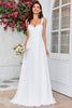 Load image into Gallery viewer, Ivory Scoop Neck Boho Simple Wedding Dress with Lace
