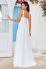 Load image into Gallery viewer, Ivory Scoop Neck Boho Simple Wedding Dress with Lace